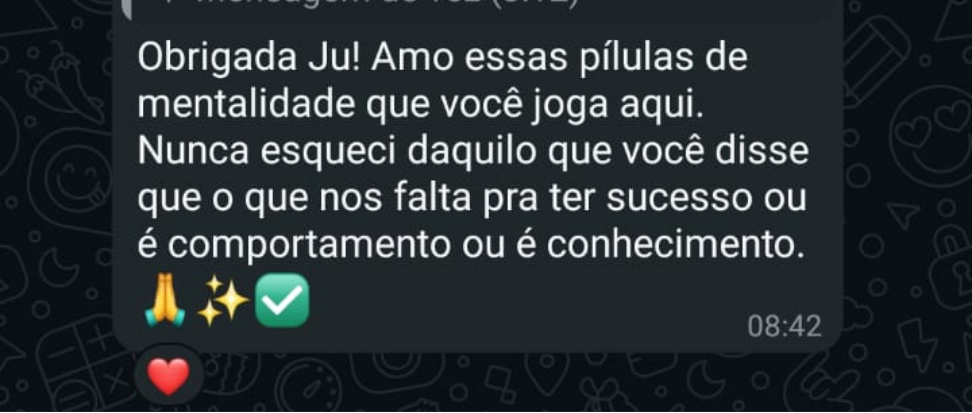 Print de mensagem de mentorado no WhatsApp