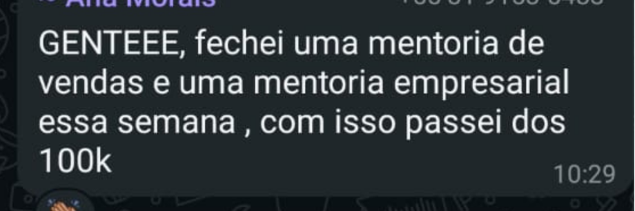 Print de mensagem de mentorado no WhatsApp
